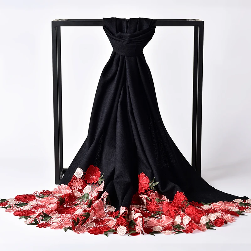 Женский шарф из 100% шерсти свадебные шарфы 2021 фирменные вышитые шали и для женщин