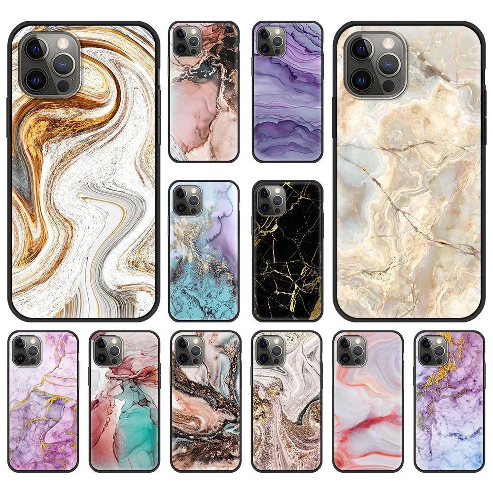 

Vintage Marble Phone Case Bag For iPhone 11 12 Pro XS Max 8 7 Plus Silicone Soft For iPhone X XR Shell Back Cover Fundas Coque