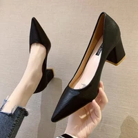 2021 new fashion springautumn women office shoes casual solid pointed toe 7cm thick high heels ladies wedding female work pumps