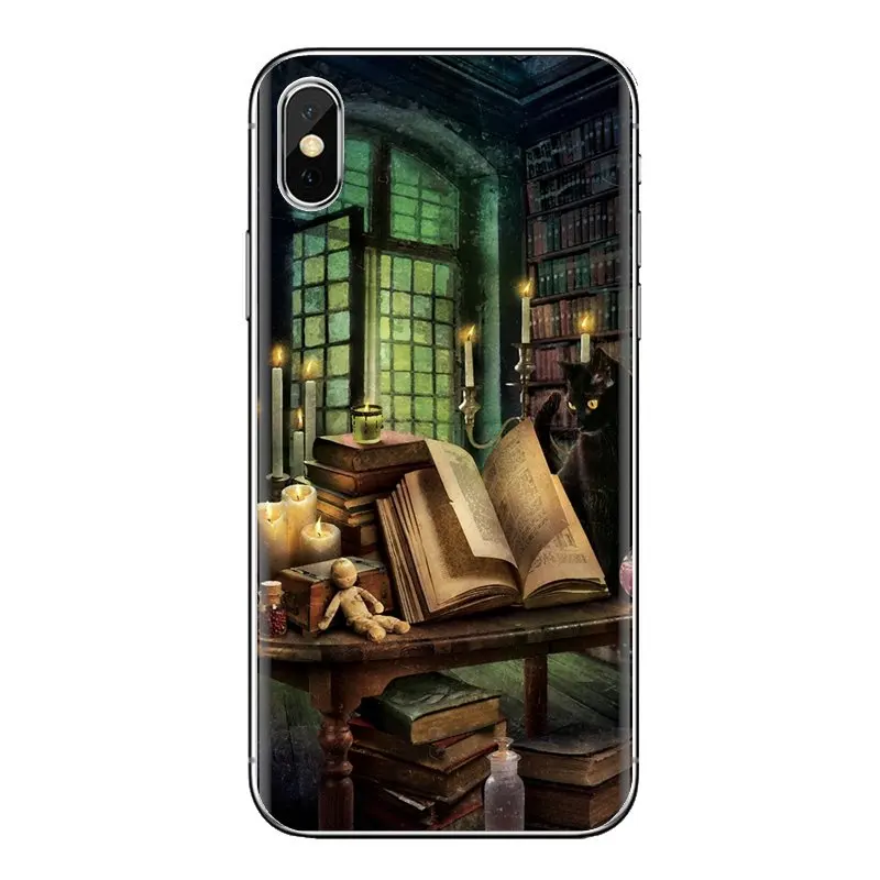 For iPod Touch Apple iPhone 4 4S 5 5S SE 5C 6 6S 7 8 X XR XS Plus MAX Library fantasy art books Soft Transparent Cases Cover |