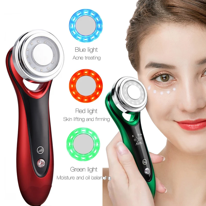 Новый EMS Отопление Ультразвуковой Лифтинг лица Электрический светодиодный фотон