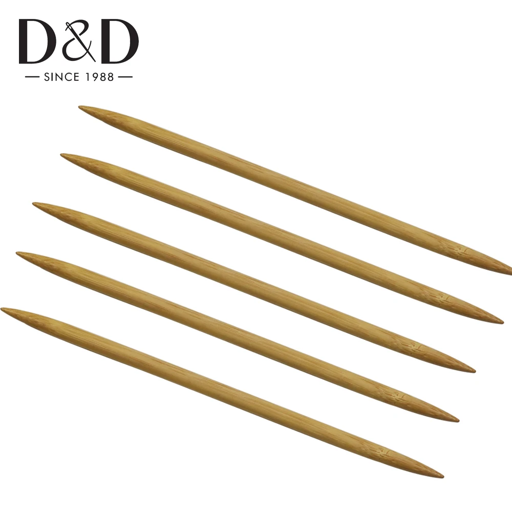 5 шт. двойные заостренные вязальные спицы из карбонизированного бамбука крючки
