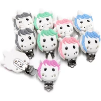 bobo box 1pcs unicorn silicone pacifier clips bpa free cartoon animal teether beads pacifier clip baby oral care nurse toys