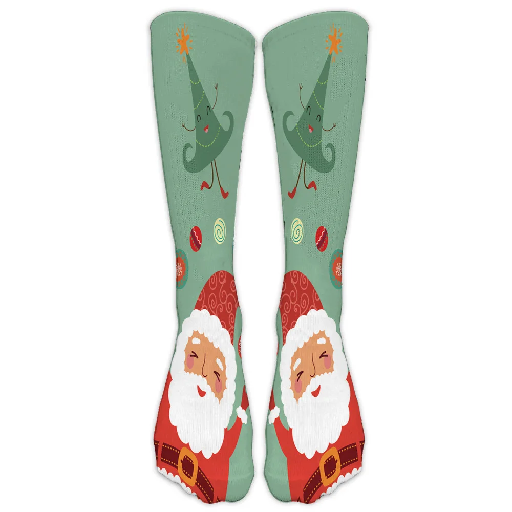 Christmas Couple Funny High Socks With Print Men's Women's Winter Cartoon Elk Snowman Hosiery Cute Casual Sports Long Socks Gift