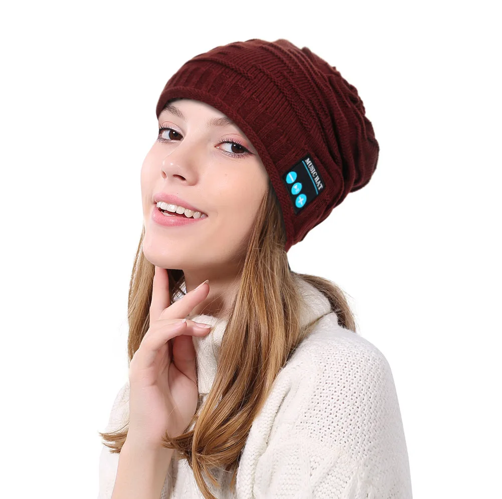 Bluetooth музыкальная вязаная шапка бини Беспроводная умная теплая гарнитура