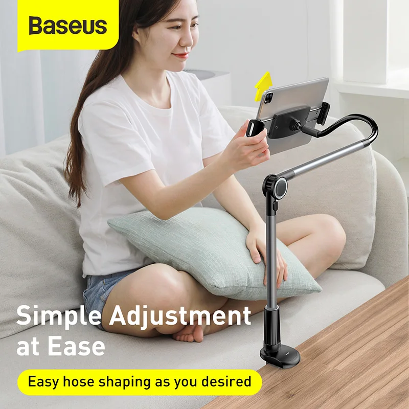 baseus lazy phone holder for bed desktop clip holder long arm flexible mobile phone stand holder table clamp bracket for phone free global shipping