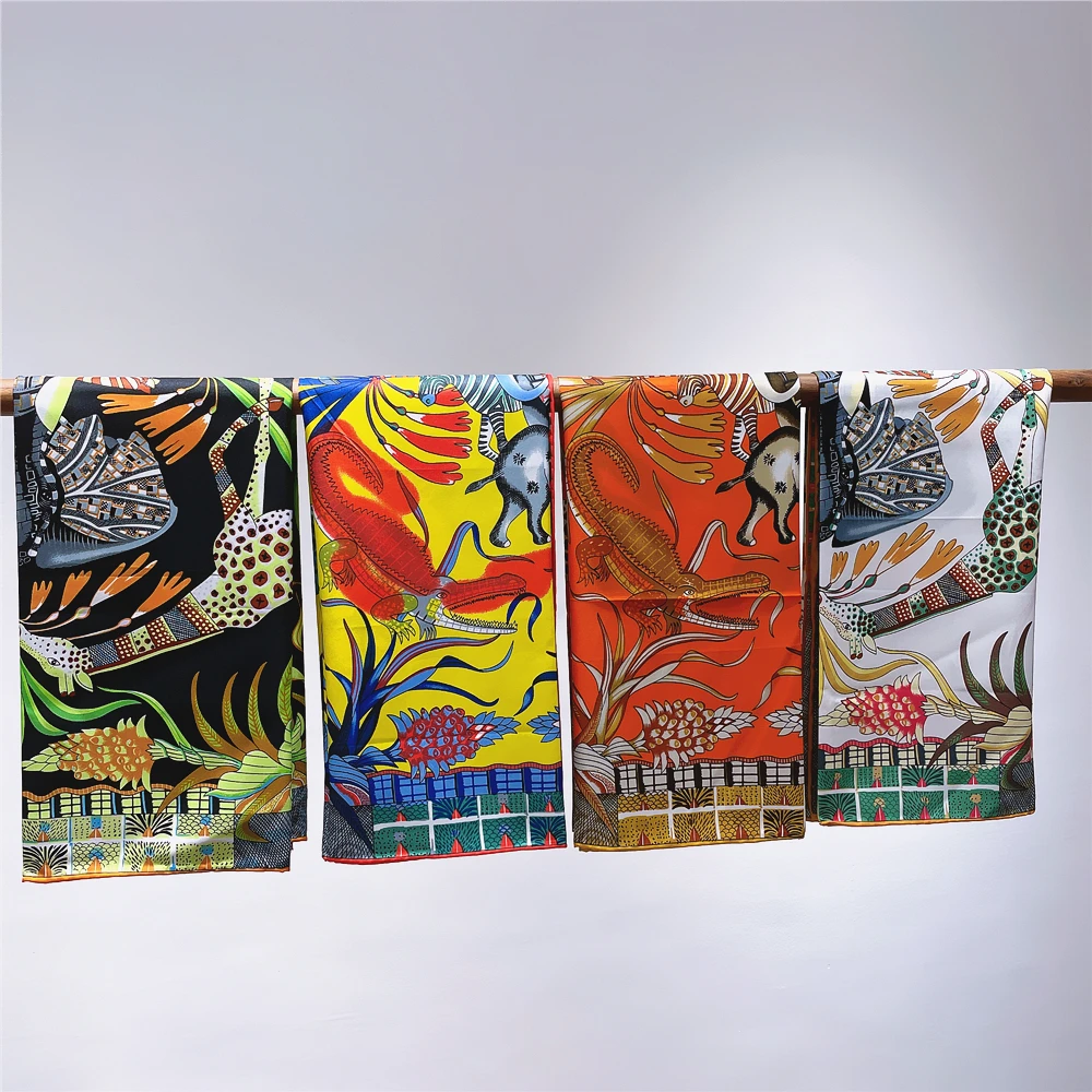 

Square Silk Twill Scarf Hand Rolled Silk Scarf Luxury Brand Brand Designer Foulard Print 90cm Twill Silk Scarf Hand Rolled Edges