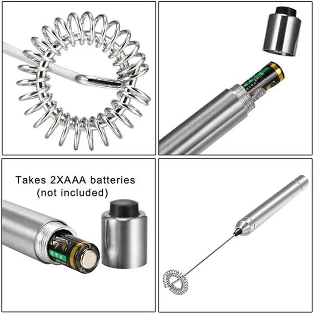 

New Portable Stainless Steel Milk Frother Handheld Electric Coffee Maker Egg Beater Chocolate Stirrer Blender Kitchen Whisk Tool