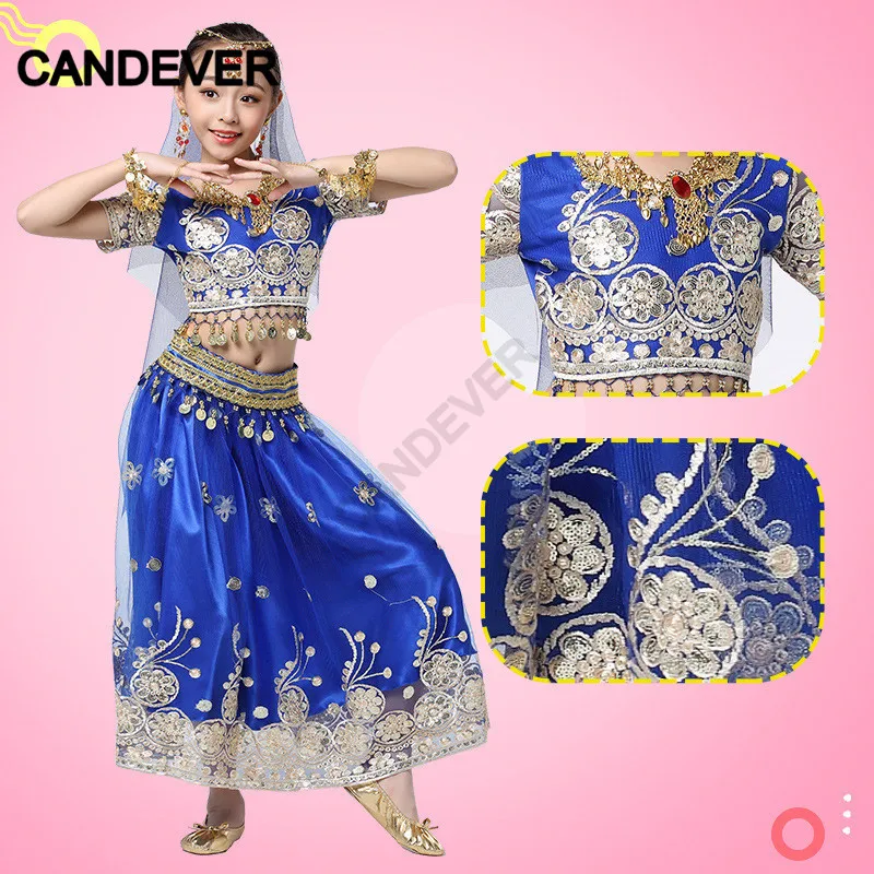 Танцевальный Костюм Болливуда для девочек Детский комплект танца живота