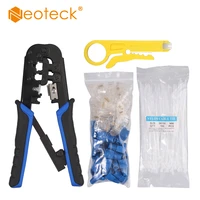 neoteck rj45 crimp tool for cat5 cat5e cat6 crimping tool cut and strip tool with 30pcs connectors network wire stripper