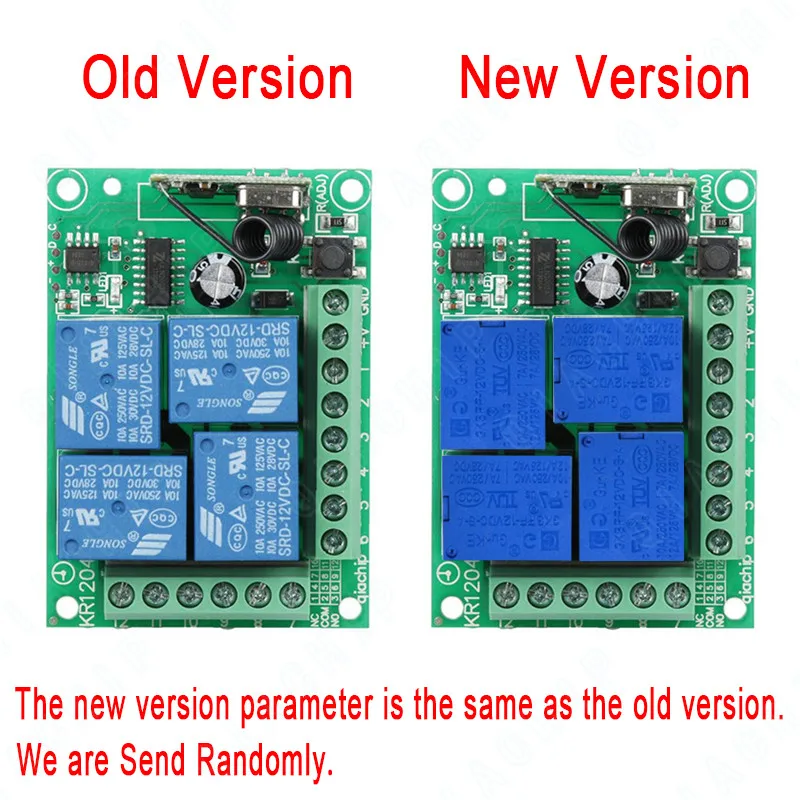 QIACHIP 433Mhz Universal Wireless Remote Control Switch DC 12V 4 CH RF Relay Receiver Module For Smart Home Garage Gate 433 Mhz |