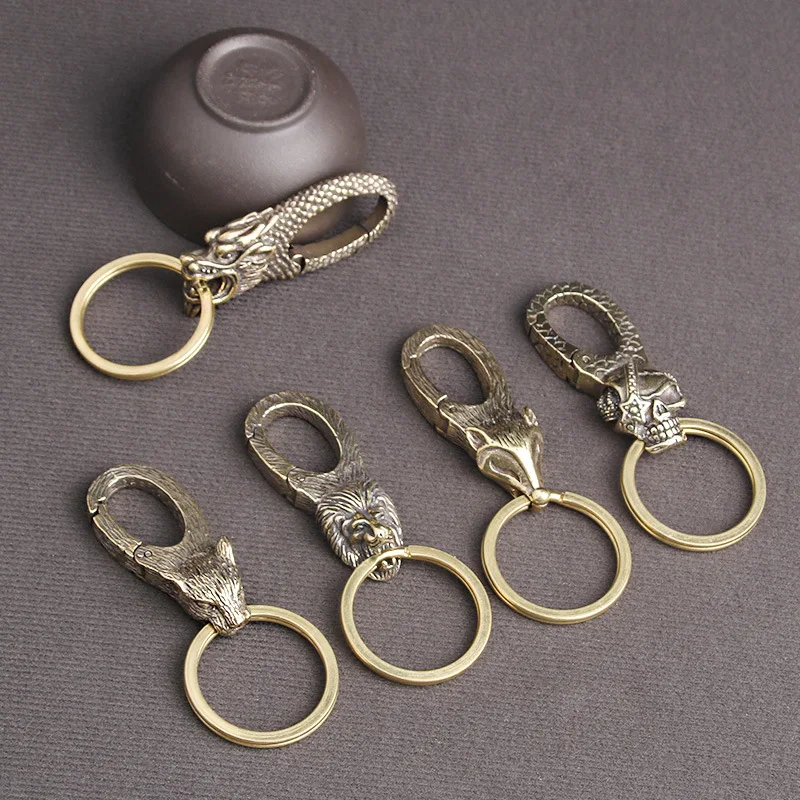 _ Подвеска латунная пряжка в виде скелета капитана кольцо для ключей на мотоцикл