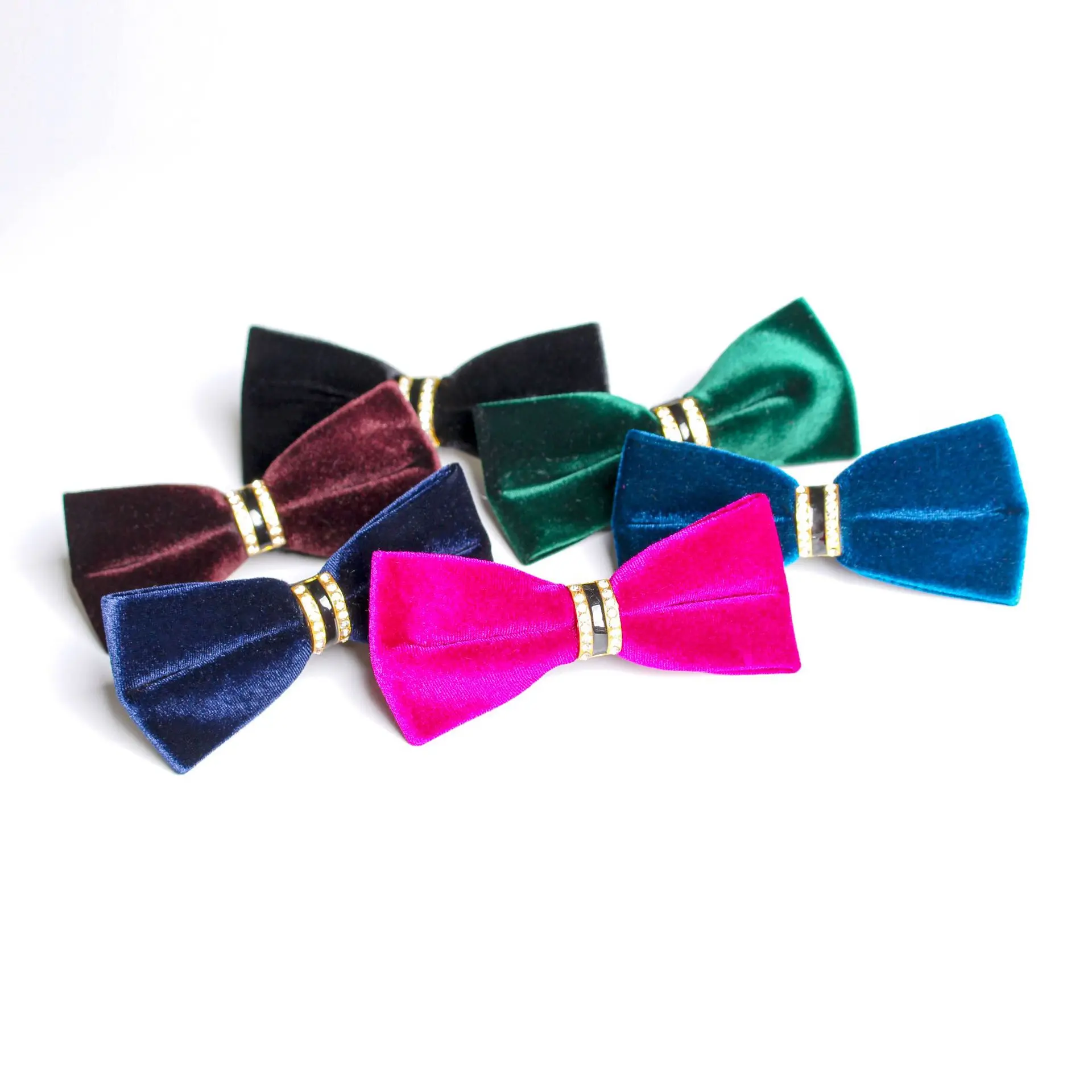 Velvet bow tie formal dress dinner bow tie bridegroom best man wedding diamond polychromatic velvet bow