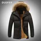 Мужская зимняя куртка с меховым воротником, парки с капюшоном, съемная, ветрозащитная, теплая, толстая, на молнии, с карманами, повседневная, свободная, с капюшоном, однотонная, 5XL