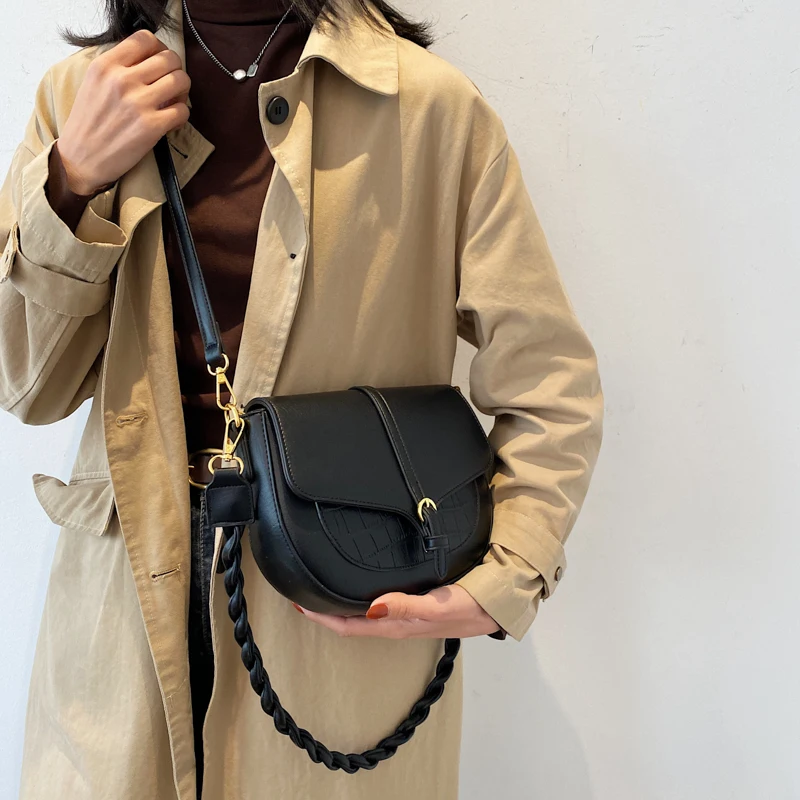 

OLSITTI Winter New Stone Pattern Soft Pu Leather Shoulder Bags for Women 2021 Designer Luxury Vintage Twist Braid Crossbody Bag