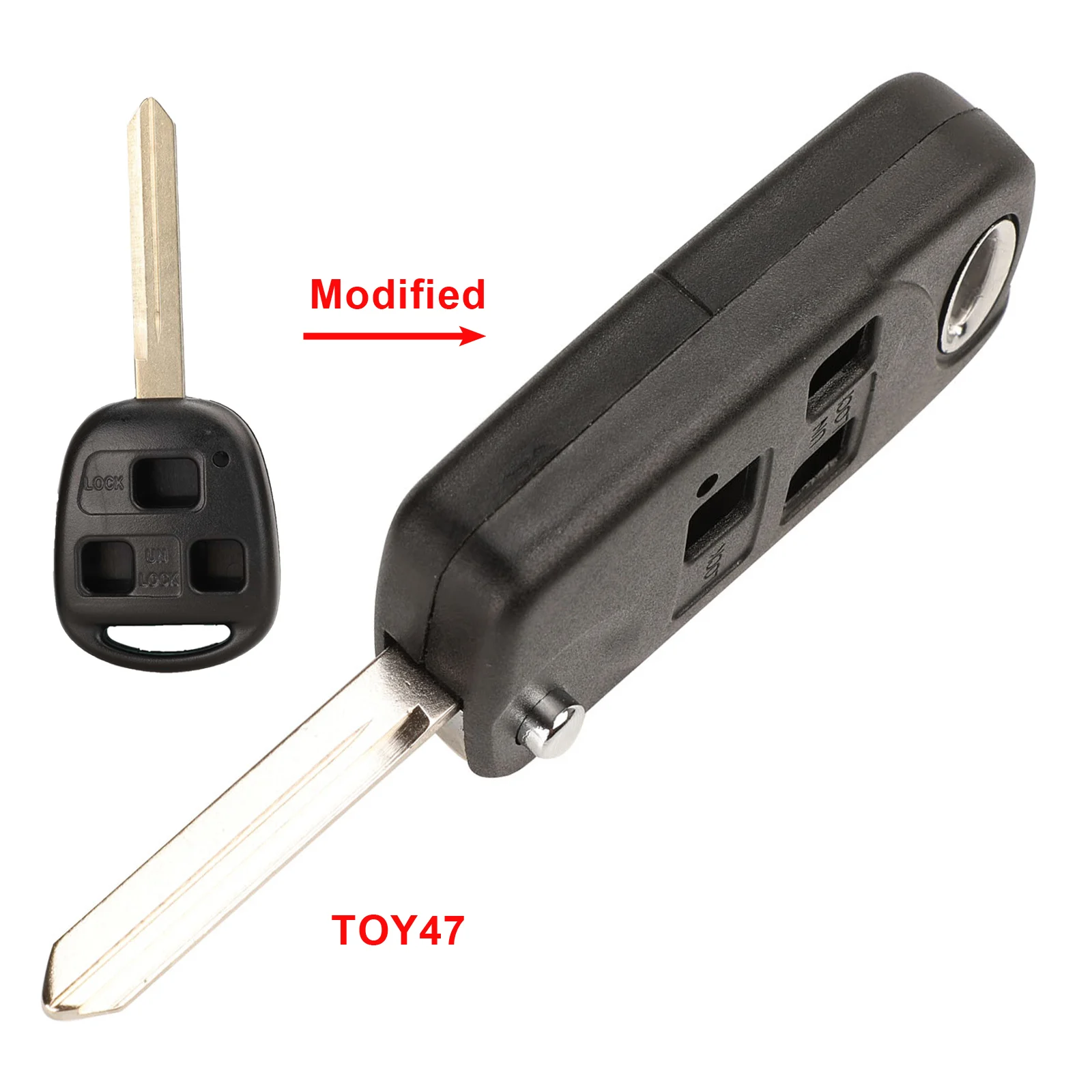 Автомобильный Складной флип-чехол для ключей с 3 кнопками для Toyota Celica Avensis RAV4 Prado Camry Land Cruise TOY43 TOY47 TOY48 - Количество кнопок: TOY47