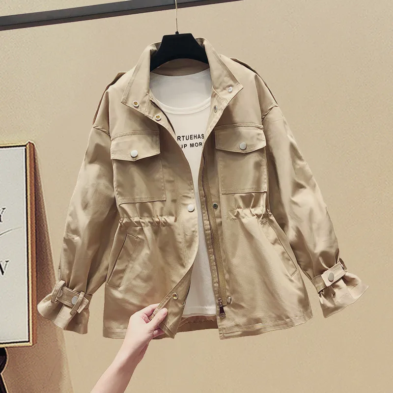 

Women's Windbreaker 2021 Autumn New Korean Wild Loose Stand-Collar Fashion Jacket Female Student Windbreaker Coat