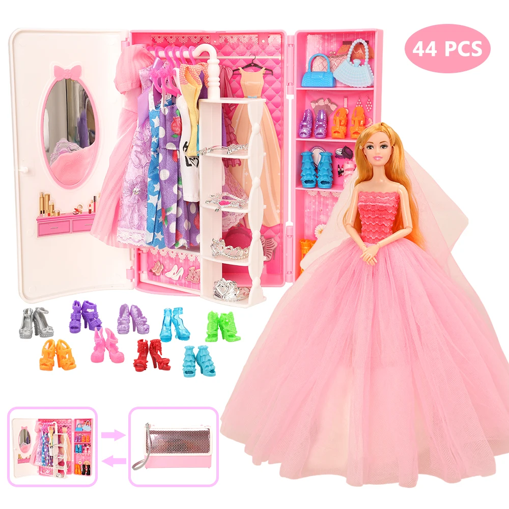 Модные 39 предметов/комплект = 1 кукольный домик сумки гардероб + 38 Аксессуары