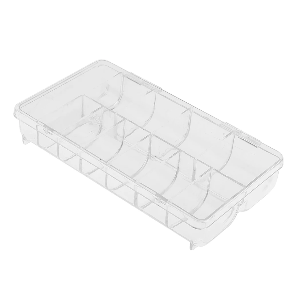 

10 Compartments Clear False Fake Nail Art Tips Empty Storage Box Case