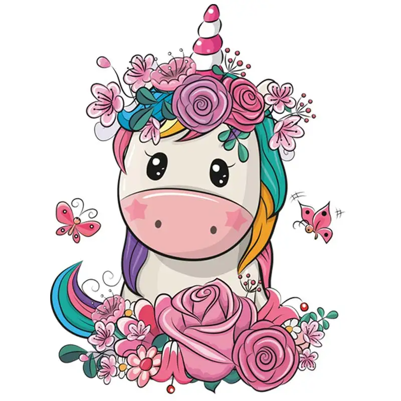 

Flower Unicorn Diy Accessories Patch Diy Vinyl Appliqued Tops Heat Transfer Fashion Patches For Clothesgirl Dresses Socks
