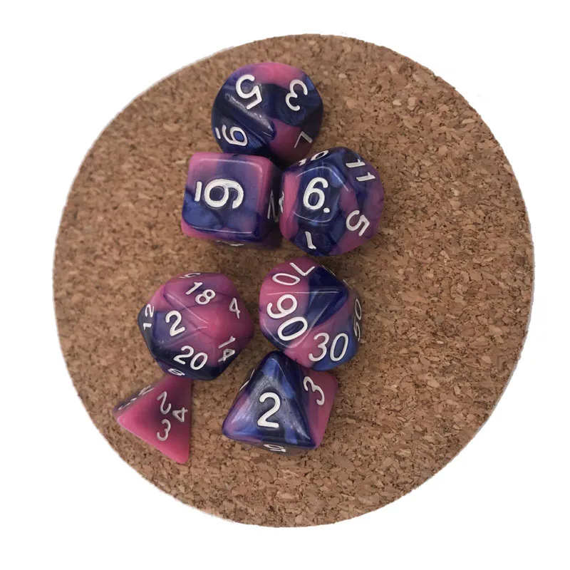 7 шт./компл. многогранные DnD смешанные Цвет кости для ролевой игры «Подземелья и Драконы настольные игры D4, D6, D8, D10, D%, D12, D20