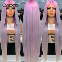pastel purple staight lace front wig preplucked ombre blue pink wig with baby hair transparent lace front human hair wigs colodo