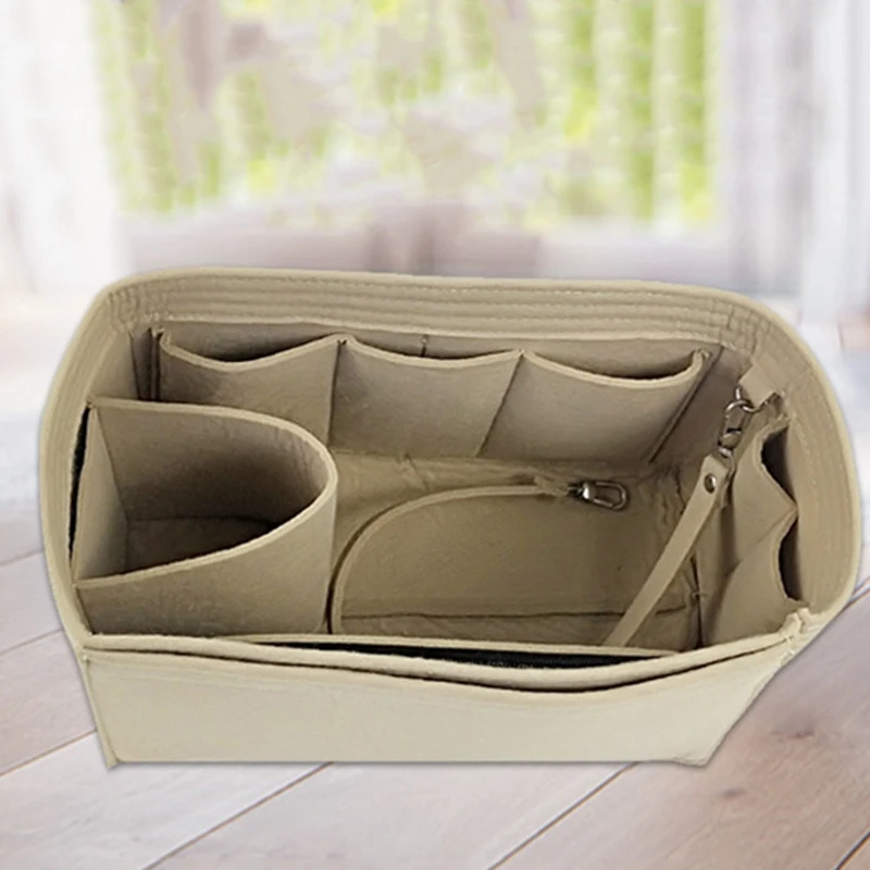 Purse Organizer Insert Makeup Handbag Felt Bag with Zipper &amp Tote Shaper Fit Cosmetic Bags Never Full | Багаж и сумки