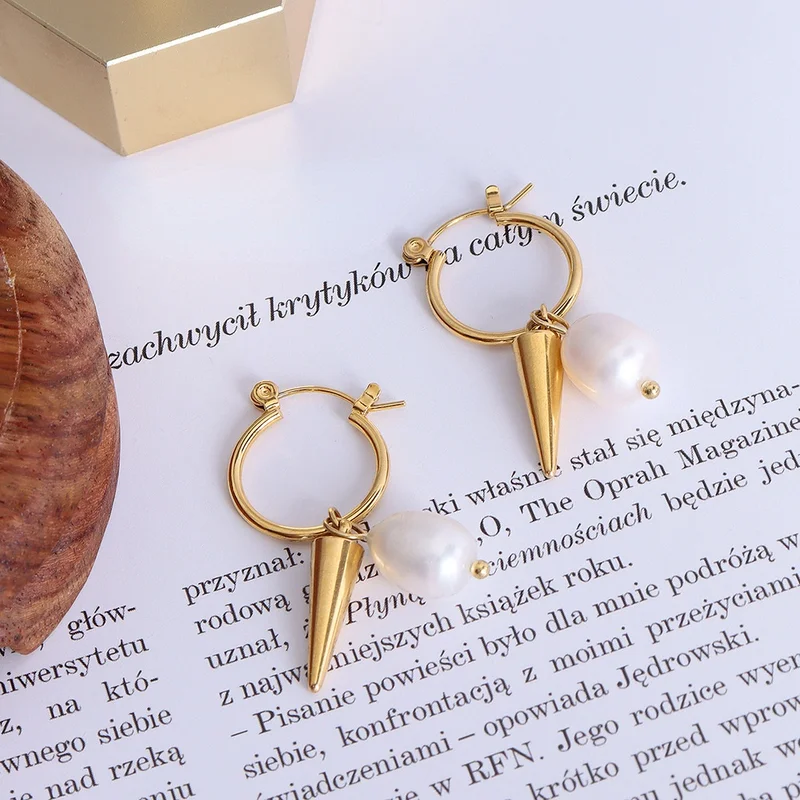 

Женские классические серьги-подвески ALLNEWME в виде конуса из сплава золотого цвета