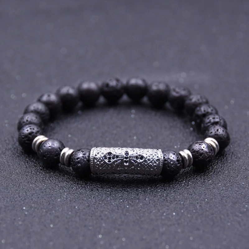 Популярный мужской браслет с перекрестными бусинами из натурального камня