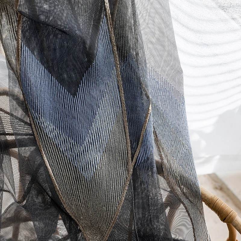 Серая Тюлевая занавеска в скандинавском стиле с геометрическим узором тонкая