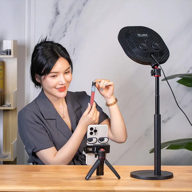 

VIJIM K7 Desktop Video Light With Desk Stand Youtube Live Broadcast Fill Lights Studio Light Dimmable For Makeup Live Streaming