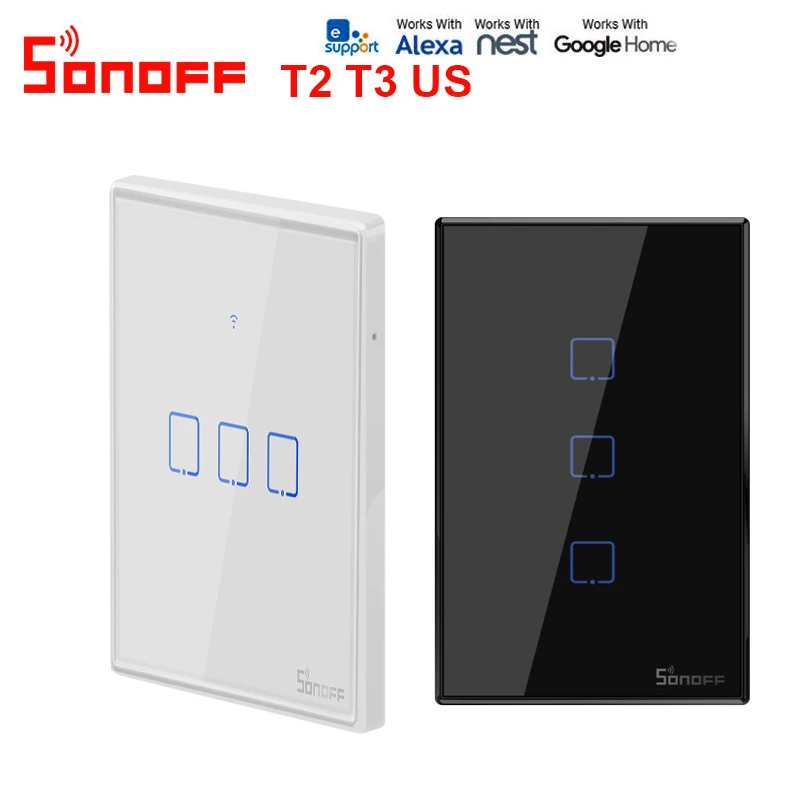 SONOFF T2 T3US 120 Размер 1/2/3 Gang TX 433 МГц RF дистанционное управление Wifi переключатель с