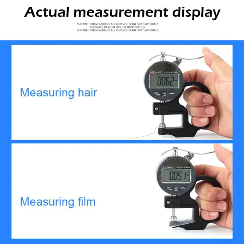 

Electronic Thickness Gauge 0.001/0.01mm Digital Micrometer Thickness 12.7mm/25.4mm Measurement Tester Tool