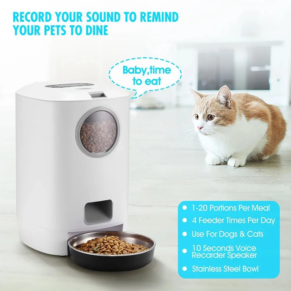 買取 4.5Lスマート猫と犬フィーダー自動食品ディスペンサーlcdスクリーン音声記録タイミングと定量スマートフィーダー