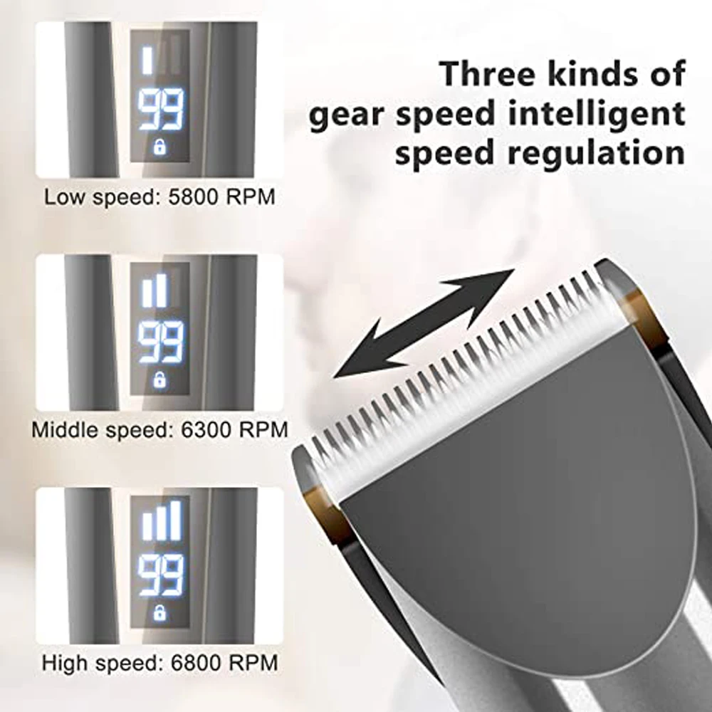 Professional Hair Clipper Washable Steel Blade Barber Shaver Men's Grooming Kit Electric Trimmer With LED Rechargeable | Бытовая