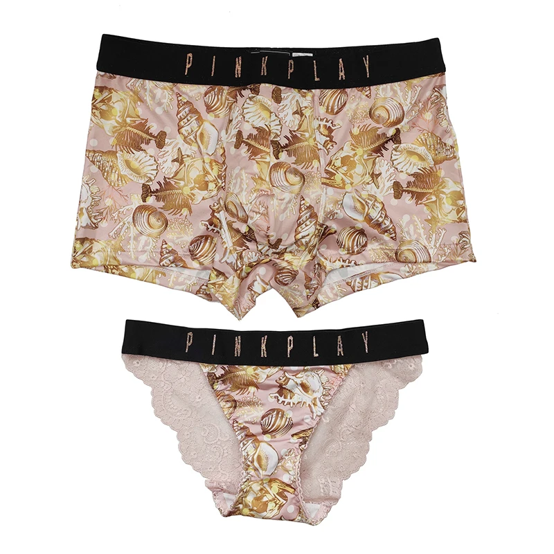 

New Style Men's And Women Underwear Sexy Lace Panties Women Low Waist Printing Briefs Male Comfort Boxers Fashion Lovers Panties