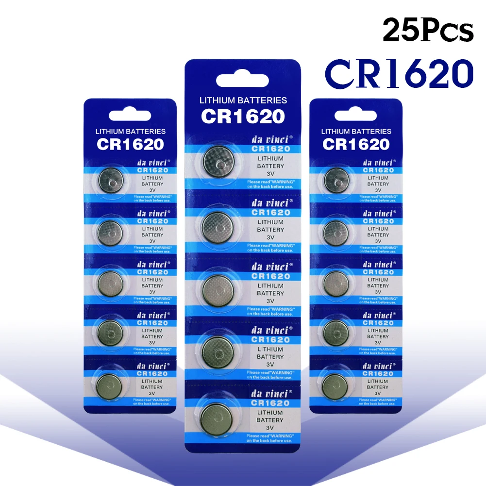 

25pcs 3V CR1620 CR 1620 Lithium Li Ion Battery Cell Coin Button Batteries DL1620 CR 1620 ECR1620 5009LC KCR1620 BR1620 LM1620