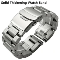 solid thickening 5 5mm 316l stainless steel watchbands silver 22mm 24mm 26mm metal watch band strap wrist watches bracelet