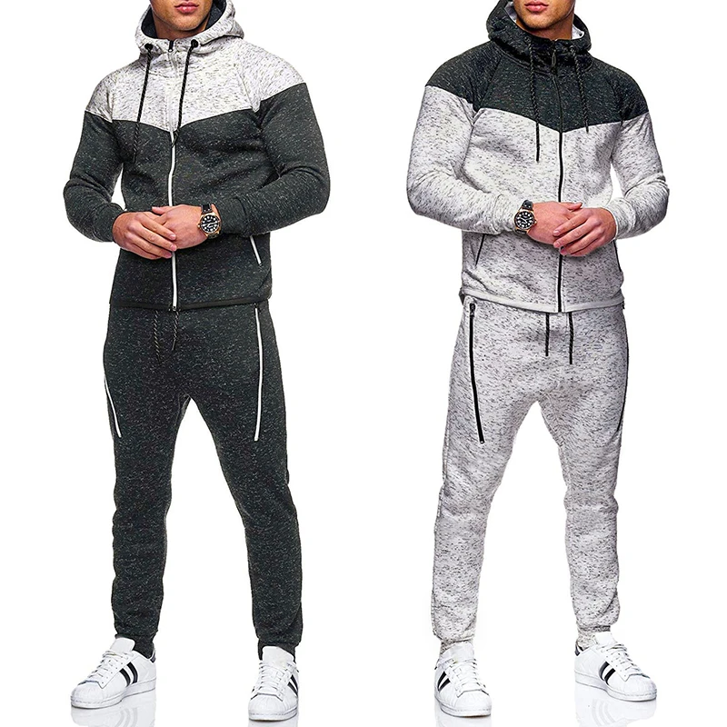 

2021 Autumn Men's Sport Suits Zipper Hoodie Running Sets Male Casual Hooded Tracksuits Clothes Man Joggers Fitness Training Set
