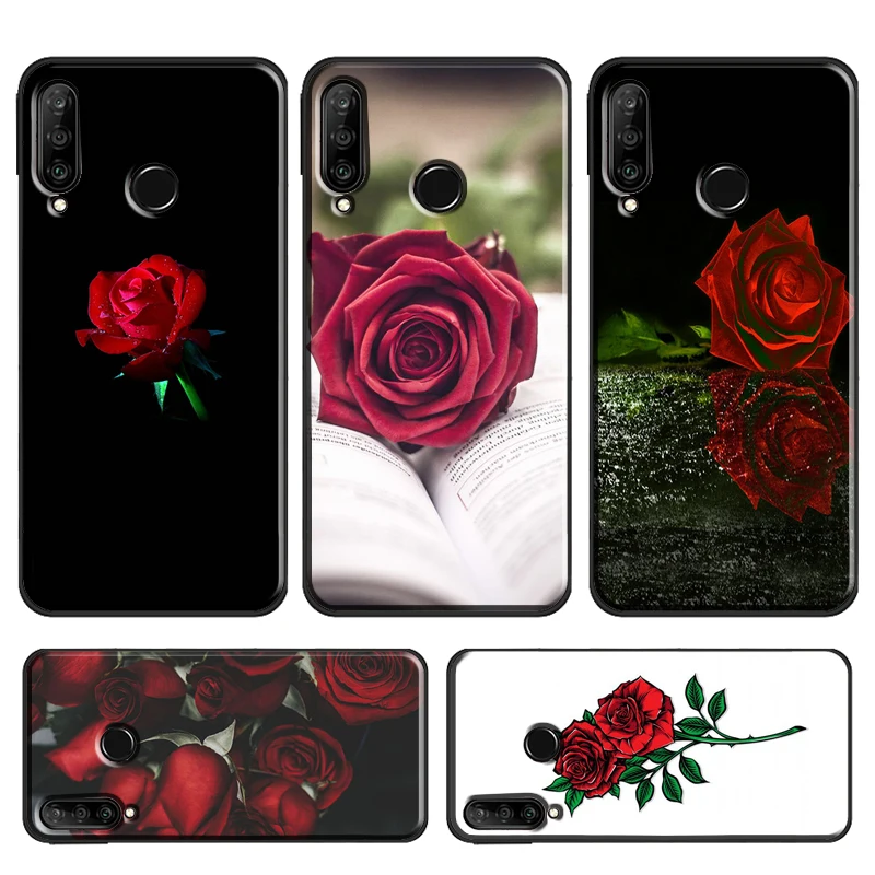Чехол с красной розой для Huawei P20 Lite P40 P30 Pro Mate 20 P Smart 2019 Z Honor 10 i 8X 9X Nova 5T|Бамперы| |
