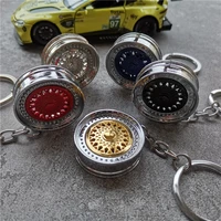 hot selling car key chain key ring 3d miniature wheel rim design mental alloy key chain creative auto racing parts key ring