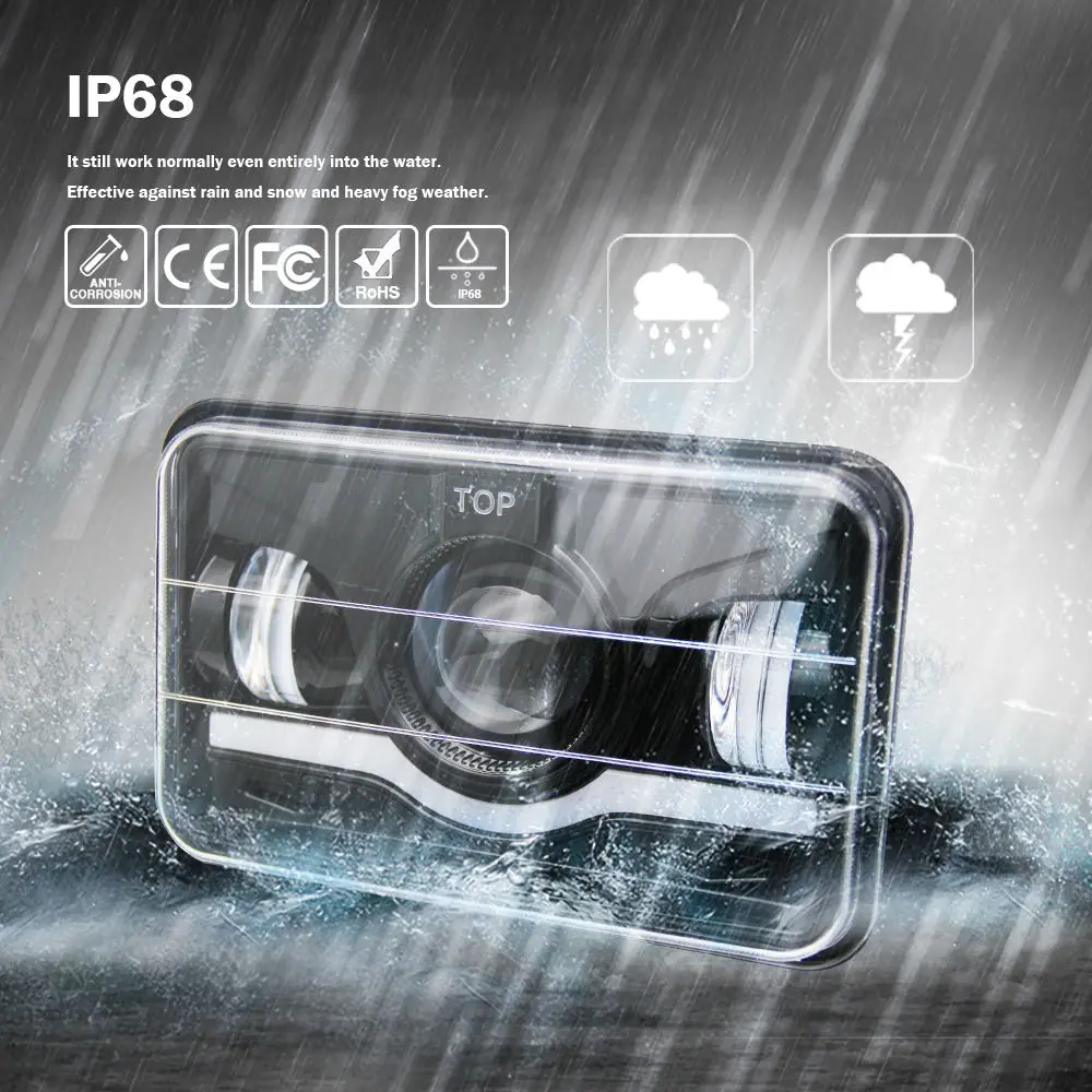 

led lights car accessories High power super bright 4x6 inch auto led headlight with angle eyes car led headlights