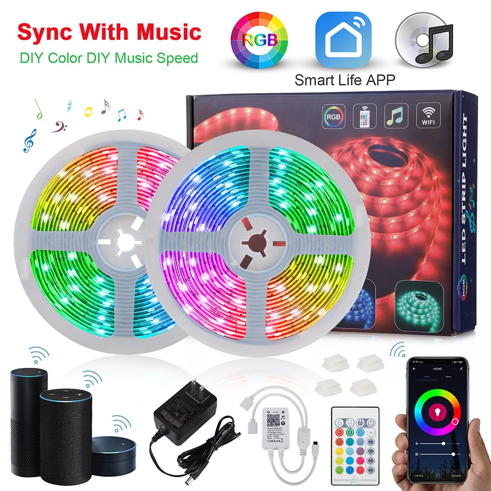 12V 30 светодиодный изменяемый RGB USB полосы Набор сделай сам гибкий светильник Wi Fi