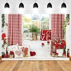 Фон для фотосъемки в стиле Дня Святого Валентина с изображением окна любви розы и цветов