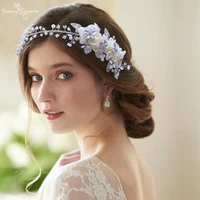 wedding hair accessories bridal tiara wedding hairband handmade pearls flowers hair jewelry rhinestone bridal headpieces