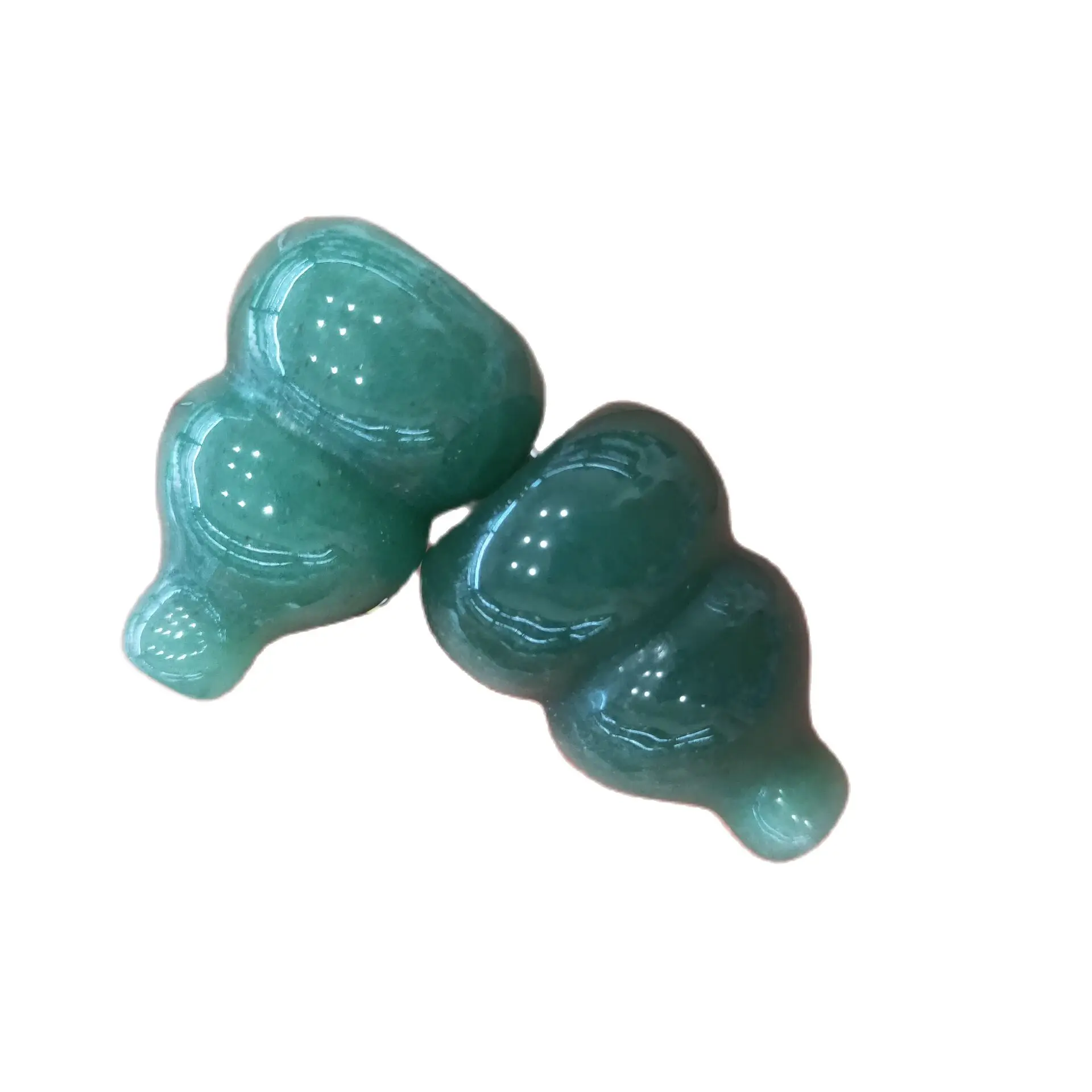 

2pcs Natural rose quartz green aventurine jade crystal Calabash gourd Carved beads Stone Chakra Stones Healing Reiki Chakra