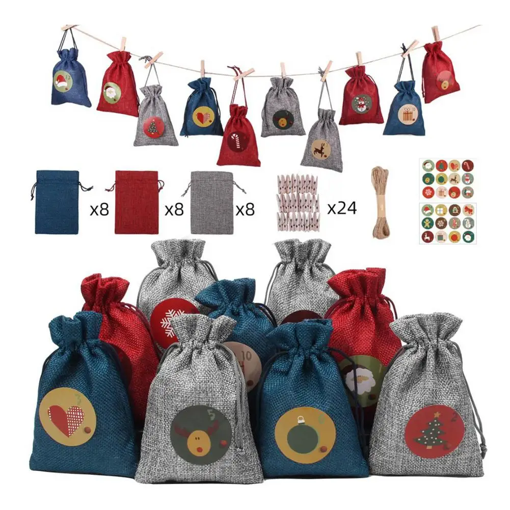 Новогоднее украшение 2022 рождественские подарочные пакеты с адвентом набор