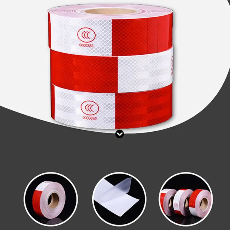 

Reflective Car Safety Warning Stickers Waterproof Red and White Adhesive Conspicuity Tape for Trailer Outdoor Cars Truck