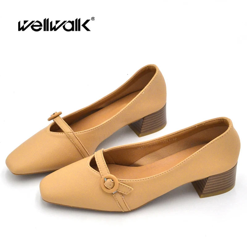 Классические туфли-лодочки женские туфли на каблуках-Столбиках с квадратным