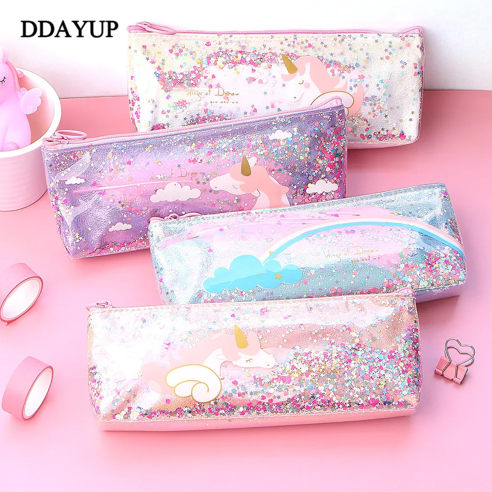 

Unicorn Pencil Case Cute Kawaii Shining PU Pencilcase School Pen Case Supplies Pencil Bag School Box Pencils Pouch Stationery